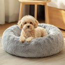 JOLLYVOGUE Small Dog Bed, Calming Dog Beds for Small Dogs & Indoor Cats - 20 Inches Donut Washable Cat Bed for Kittens & Puppies, Round Fluffy Plush Faux Fur Pet Beds(Smoke Grey) — 1