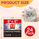 ESRICH 6x6 Canvas for Painting, 24 Pack Canvas Boards Cotton Painting Canvas Primed Acid Free Small Blank Canvases Panels for Oil Paint, Watercolor, Acrylic Paint, Gouache, Tempera. | 6x6in — 2
