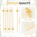 200PCS Cocktail Picks, Fancy Toothpicks for Appetizers, Decorative Skewers for Appetizers Drinks Party Fruit, 4.7 Inch Long Wooden Bamboo Gold Ball Food Sticks Charcuterie Boards Accessories | 4.7 inch & ball/200pcs — 2