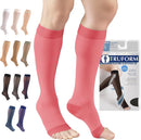 Truform Sheer Compression Stockings, 15-20 mmHg, Women's Knee High Length, Open Toe, 20 Denier, Pink, X-Large | X-Large (1 Pair) — 1