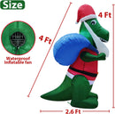 TURNMEON 4 FT Christmas Inflatables Santa Dinosaur with LED Light Stakes Tethers Outdoor Decoration — 4