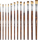 Nicpro 12PCS Artist Paint Brush Set, Paint Brushes for Acrylic Painting | Brown Wood — 1