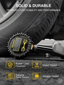 AZUNO Digital Tire Inflator with Pressure Gauge, 200 PSI, Heavy Duty Air Compressor Accessories, w/Rubber Hose Lock on Air Chuck and Quick Connect Coupler — 8