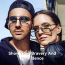 Dollger Square Aviator Sunglasses for Men and Women Fashion Metal Vintage Gradient Shades Sunglasses UV400 Protection | A:gold Frame Gradient Blue Lens | 62 Millimeters — 3