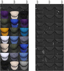 Dofilachy Hat Organizer Racks for Baseball Caps, Visible Hat Holder Rack for Wall Door with 3 Hooks, 24 Deep Pockets — 1