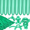 LXZFCRG Metallic Green 260 Long Balloons 100pcs Shiny Chrome Green Latex Twisting Balloon for Balloon Animals, Magic Balloons for Birthdays Wedding Party Decorations — 1