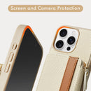 LAMEEKU for iPhone 16 Pro Max Wallet Case with Card Holder, Zipper Leather Crossbody Case with Kickstand Wrist Strap Cover with Phone Grip Holder 6.9 inch Beige — 7