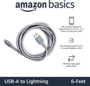 Amazon Basics USB-A to Lightning Charger Cable, Nylon Braided Cord, MFi Certified for Apple iPhone 14 13 12 11 X Xs Pro, Pro Max, Plus, iPad, 10,000 Bend Lifespan, High Speed Transfer, 6ft, Dark Gray 2