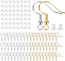200 PCS/100Pairs 925 Sterling Silver and Gold Earring Hooks,Hypo-allergenic Fish Earring Hooks Earwires for DIY… — 1