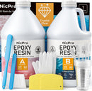 Nicpro 1 Gallon Crystal Clear Epoxy Resin with Cups, Sticks, Gloves — 8