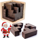 Original 3D Wooden Brain Teaser Puzzle - 3D Puzzle for Kids 6+ & Adults, Desk Toy Delight, Challenging Game & Wooden Puzzle for Adult Brain Boost (Brown) — 1