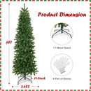 GOFLAME 6ft Pre-lit Pencil Christmas Tree, Artificial Christmas Tree with 270 LED Lights, 10 Light Modes, 648 Branch Tips, Metal Stand, Hinged Xmas Tree for Holiday Festival Decor — 7