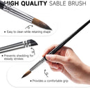 Watercolor Brush Set, Fuumuui 7pcs Professional Sable Paint Brushes with Extended Needle, Round Point, Flat, Dagger, Cat's Tongue for Watercolor, Acrylic, Gouache – Detail & Wash Painting | Black7 — 3