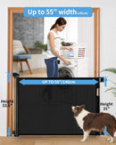 Veraste Retractable Baby Gate for Doorways and Stairs, Mesh Safety Gate for Pet, Indoor & Outdoor Use, One-Hand Operation, Easy Installation, 33.6" Tall, Expands to 55" Wide（Black,33.6"x55" — 2
