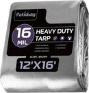 Patiobay Large Tarp 12x16 FT 16 Mil Heavy Duty Waterproof Tarps Silver