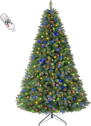 6 FT Pre-lit Christmas Tree Spruce with Remote Control, 300 Warm White Multi-Color Changing LED Lights, Artificial Hinged/Feel Real/Realistic for Home, Holiday Decoration Dual Color LED — 4
