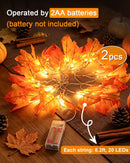 2-Pack Lighted Fall Garland, Total 16.4ft 40 LED Autumn String Lights — 3