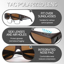 Polarized Fit Over Glasses Sunglasses for Men Women Driving Square Wrap Around Shades UV Protection Sun Eyewear PT2006 | Matte Coffee/Brown | 62 Millimeters — 4