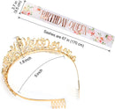 COCIDE Birthday Gold Tiara and Crowns for Women, Pink Birthday Decorations Set, Rhinestone Headband Hair Accessories, Glitter Sash for Party | 9 Gold Flower — 7
