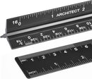 Architectural Scale Ruler with Straight Ruler, Imperial Measurements 12'' | Black-A&S — 1
