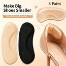 8 Pairs Heel Cushion Pads for Too Big Shoes, Self-Adhesive Heel Grips Inserts for Men & Women, Anti-Slip Protectors Fillers Loose Shoes to Prevent Pain & Blisters (Multicolor) - Beige+black | 8 Pairs — 2