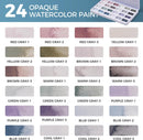 Fuumuui CREAMORA Watercolor Paint Set 24 Color Opaque Semi-Solid Muted Gray Tone Paint | for Soft Gradient, Professional Adult Beginner Artist Supplies for Realistic Landscape Hobbyists Art Painting | Low-key | 1 Count (Pack of 1) — 6