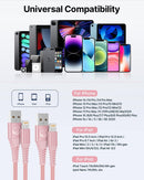 Aioneus iPhone Charger 6ft 2Pack, Apple Certified USB A to Lightning Cable Nylon Braided Phone Charger Cord Fast Charging for iPhone 14 13 12 11 Pro Xr Xs Max 10 8 7Plus 6 SE -Pink 7