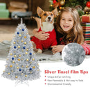 Goplus 6ft Sliver Artificial Christmas Tree, Hinged Full Tree with Electroplated Technology and Metal Stand, for Indoor and Outdoor Holiday Decoration — 5