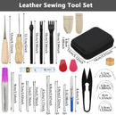 Leather Sewing Kit, Professional Leather Repair Kit with Upholstery Thread, Sewing Awl Hand Sewing Punch Stitching Needles for Craft DIY Tool (C sty) — 2