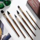 Watercolor Brushes Professional, Fuumuui 10Pcs Synthetic Squirrel Hair Water Color Paint Brush Set for Artists - Flat, Round Pointed, Dagger, Cats Tongue Oval Wash for Watercolor Gouache Inks Painting | Brown — 8