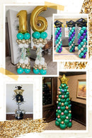 LANGXUN 2 Sets Adjustable 6ft DIY Balloon Column Stand Kits For Birthday Wedding Graduation Party Decorations, Christmas Balloon Decor — 7