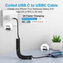 USB C Cable 3ft 2Pack USB C to USB C Charger Cable for Car, Coiled Type C 2