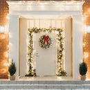 Christmas Wreaths for Front Door, DECSPAS 24 Inch 2 FT Prelit Snowy Flocked Christmas Wreath with Timer 30 LED Lights Bow Red Berries Pine Cone, Xmas Wall Windows Decorations Home Decor Outdoor Indoor — 6
