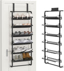 BUKFEN 6-Tier Adjustable Metal Shoe Rack, Over Door & Wall Mount Organizer — 1