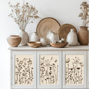 6-Piece Wildflower Stencil for Painting - Large Reusable Floral Design for DIY Furniture Decor | Modular Stencil Kit for Wood, Walls & Home Art | Large Size （14.5" x 11"） — 3