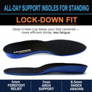 Insoles Men - Work Comfort for Standing All Day, Low Arch Support with Anti-Slip U-Heel Cup for Work Boots and Shoes, Unisex (Blue, US 8.5-9 Men = 10-10.5 Women) — 2