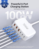 USB Fast Charger Block 50% Smaller 100W Max 6-Port GaN USB Charging Station photo 2