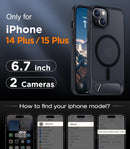 Temdan Magnetic Compatible with iPhone 15 Plus Case & iPhone 14 Plus Case, [Built-in Invisible Kickstand][Compatible with MagSafe][Military Grade Shockproof] Slim Translucent Matte Phone Case 6.7" — 2