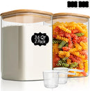 ComSaf Glass Storage Jars with Bamboo Lids 3.6 Qt 2 Pack Large Wide Mouth