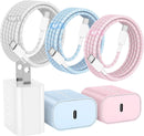 20W USB C Fast Charging for iPhone 17 Air/16/15 Pro Max,3Pack Colorful Mixed Charger Block with Braided Long USB C to C Cables (6/6/10ft) Compatible with iPhone16/15 Pro/15 Plus/iPad Pro photo 1
