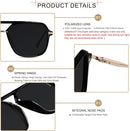Aviator Sunglasses for Women Men Polarized Retro Square Pilot Shades | Super Dark Black | Polarized Category 4 Lens — 4