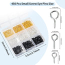 480pcs Small Screw Pins Eye Pins, 3 Color Eye Hooks Screw for Jewelry Making & Bead Charms, Eye Screws for Art… — 2