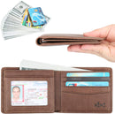 HIMI Wallet for Men-Genuine Leather RFID Blocking Bifold Stylish Wallet With 2 ID Window - Coffee - Vintage Style — 2