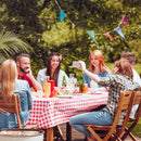 Gatherfun 3PCS Red White Gingham Rectangular Waterproof Tablecloth 54X108Inch Disposable Plastic Table Cover with Gold Stamping for Easter Picnic Barbecue Kitchen Holiday Birthday Party — 2