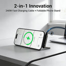 Invisible Holder Charger Cable, 240W PD Fast Charging, 4.9FT 3