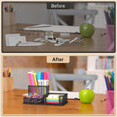 SUPEASY Pen Holder Desk Organizer, Office Supplies Pencil Holder with 3 Compartments, Desk Accessories and Workspace Organizers for Home School Classroom, Black — 6
