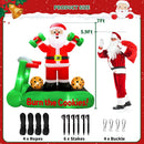 7FT Christmas Inflatable Santa Decorations, Santa on Treadmill with Dumbbells, Funny Fitness Santa Outdoor Blow Up Yard Decoration with Built-in LED Lights for Holiday Garden, Lawn, Patio — 7