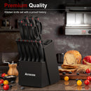 Astercook Knife Set for Kitchen with Block and Sharpener 15pcs German — 5