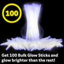 PartySticks White Glow Sticks - 100pk, 8 Glow In The Dark Light Up Party Favors, Decorations and Accessories | 100 Pack White — 4