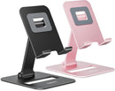 Nulaxy 2 Pcs Aluminum Dual Folding Cell Phone Stand for Desk Black&Rosegold photo 1